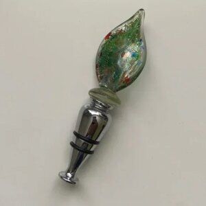 Green Glass Blown Reusable Wine Cork/Wine Bottle Stopper - New without tags!!
